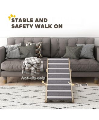 Foldable dog ramp for couch and bed, adjustable from 16" to 23.5", non-slip carpet, ideal for small to large dogs