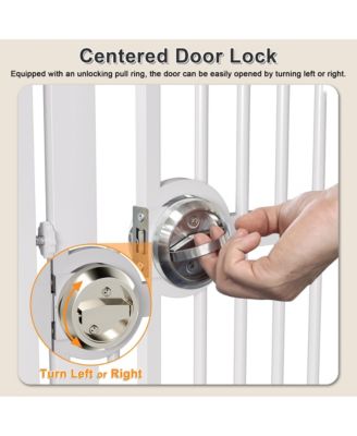 61" Extra Tall Pet Gate, adjustable built-in cat door, pressure mount no drilling, ideal for doorways and kitchen