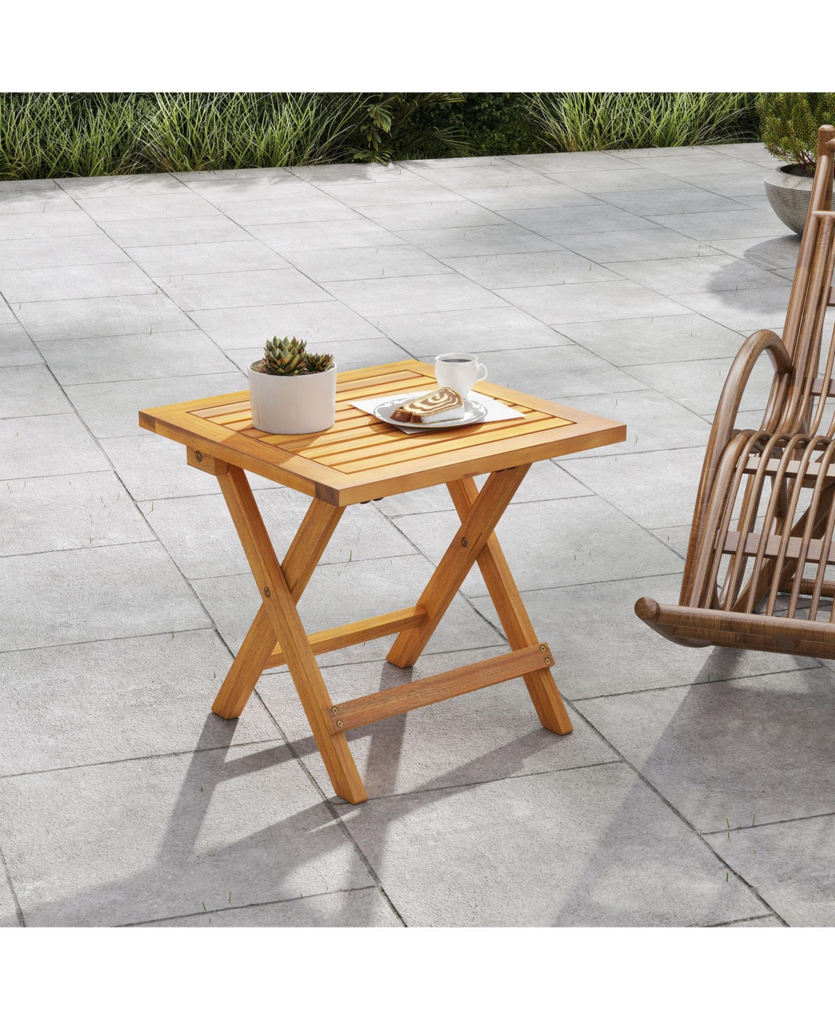 Sugift Outdoor Folding Side Table for Small Spaces and Garden Use