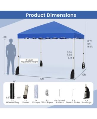 Foldable 10 X 10 Feet Pop up Canopy Tent with Wheeled Bag