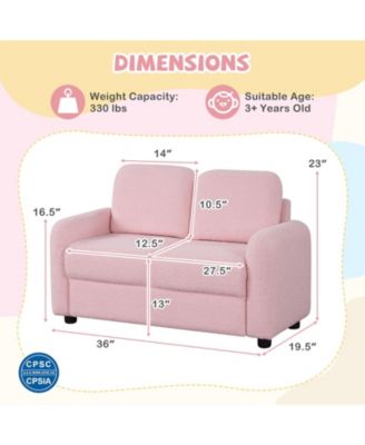 2-Seat Kids Sofa Toddler Sofa Couch with Soft Teddy Fleece Upholstery and Solid Wooden Frame