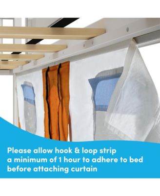 Low Twin over Twin Bunk With Stairs, Easy Slide and Orange Camper Van Curtain