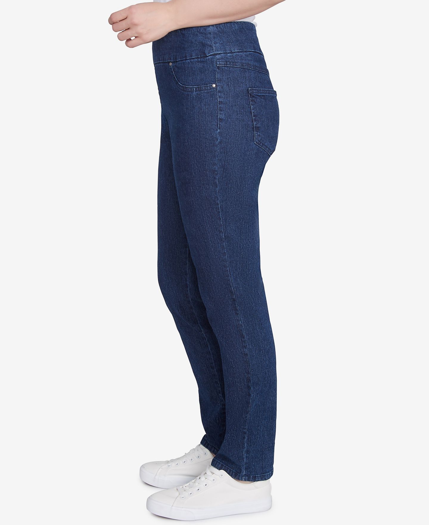 Женские брюки Ruby Rd. Petite Mid-Rise Pull-On Straight Extra Stretch Denim Pant, цвет: Тёмный индиго — фото 3