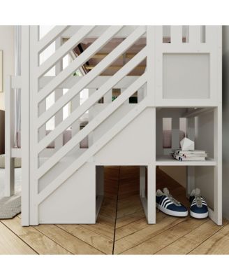  Solid Wood Twin over Full with Staircase for Kids