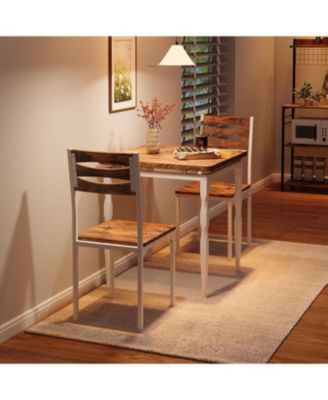 3 Piece Dining Table Set, Farmhouse Style Dining Table and Chairs Set for 2, Dining Set for Dining Room Kitchen Apartment