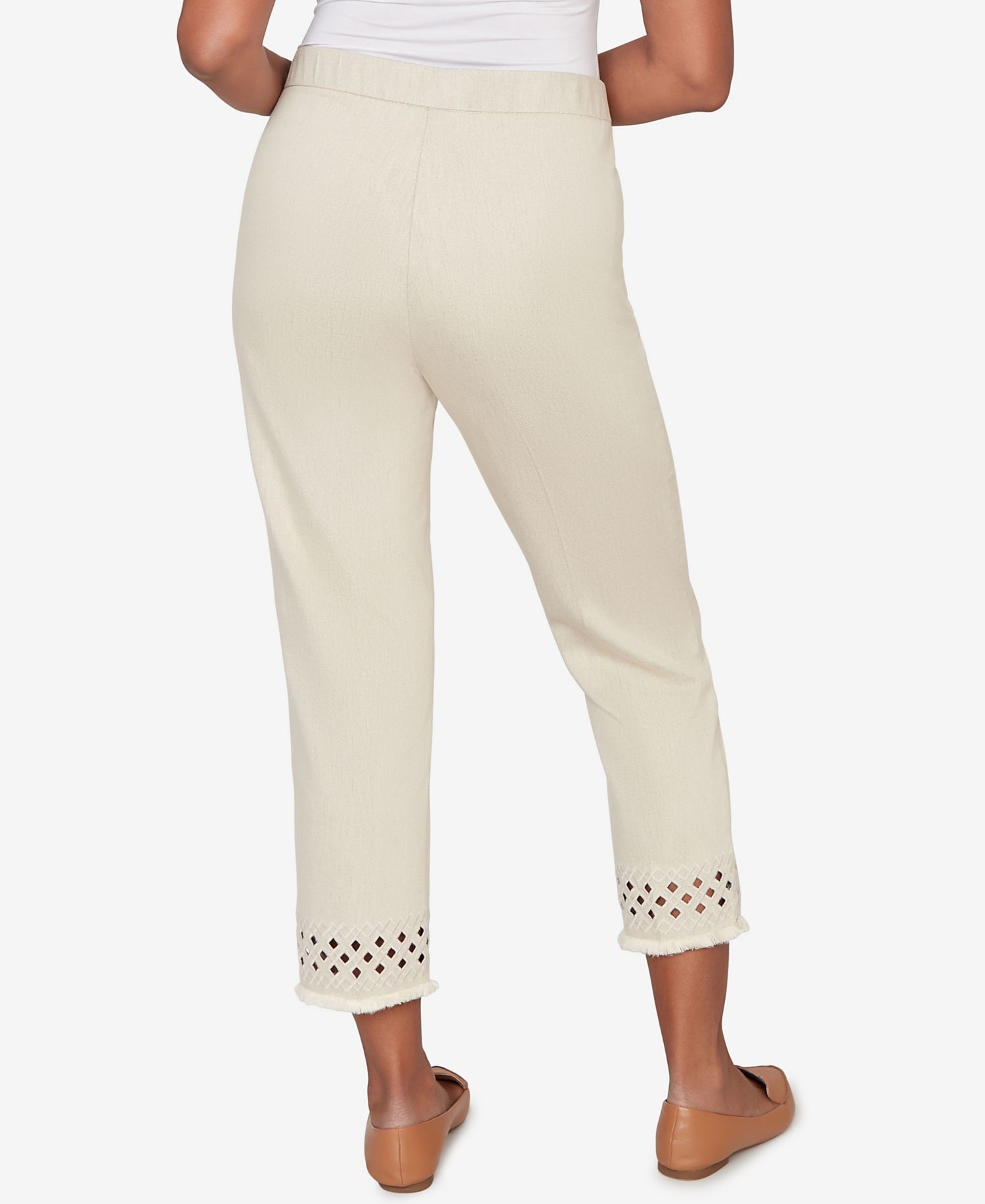 Petite Detail Driven Geometric Cut-Out Flat Front Ankle Pants