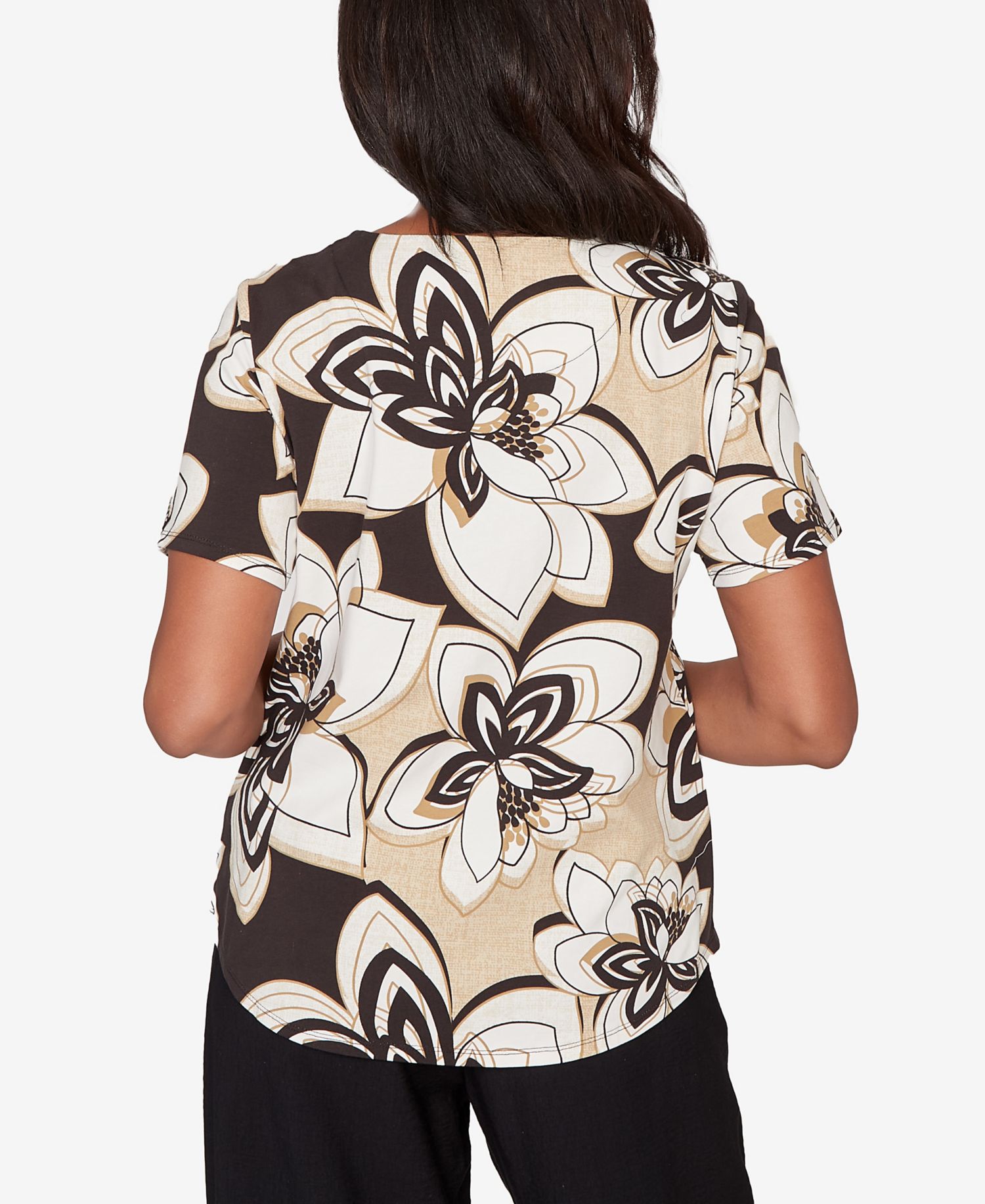 Petite Detail Driven Floral Stained Glass Short-Sleeve T-Shirt