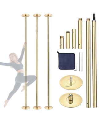 3 Pack 9.25 FT Spinning Static Dancing Pole Kit for Fitness Studio Club Gold
