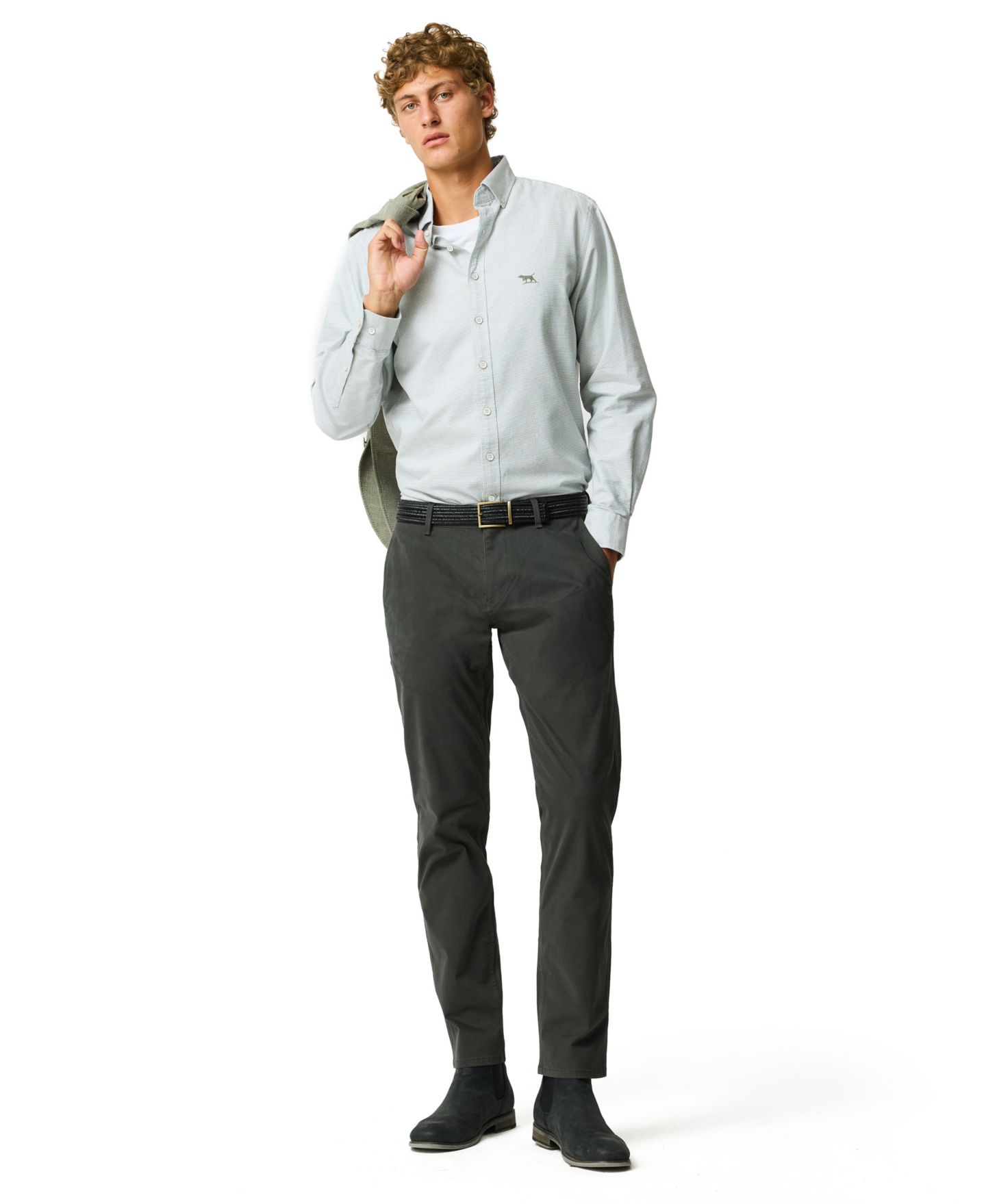Мужская рубашка Rodd & Gunn Gunn Oxford Crossing Sport Fit Cotton, цвет: Зелёный — фото 2