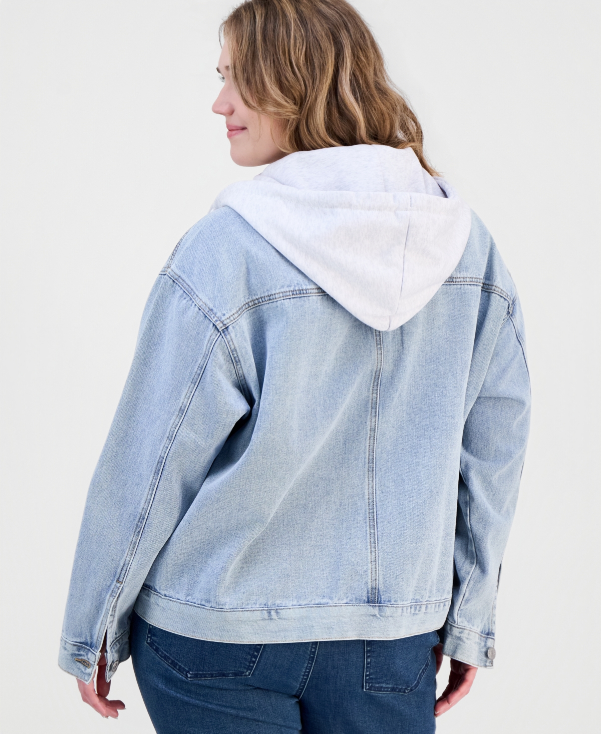 Madden Girl Trendy Plus Hooded Denim Jacket