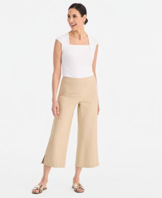 Women's Mid-Rise Pull-on Wide-Leg Capri Pants
