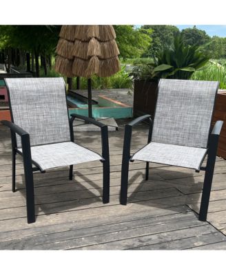 2-Piece Stackable Outdoor Dining Chairs, Metal Frame with E-Coating, Textilene All-Weather Patio Chairs
