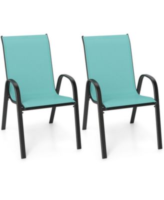 Stackable Patio Dining Chairs Set of 2 with Breathable Fabric Seat