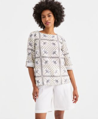 Women's 100% Linen D-Ring Top