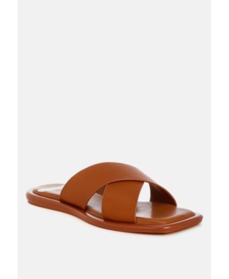 Rag and Co Women's Shosa Genuine Leather Criss-Cross Flats