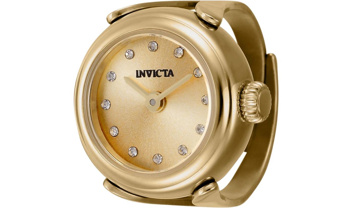 Женские часы Invicta 44483 Mini Quartz 2 Hand Dial Ring, цвет: Золотой — фото 1