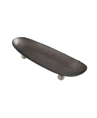 Temari Hammered Gunmetal Footed 5.62" Oval Platter