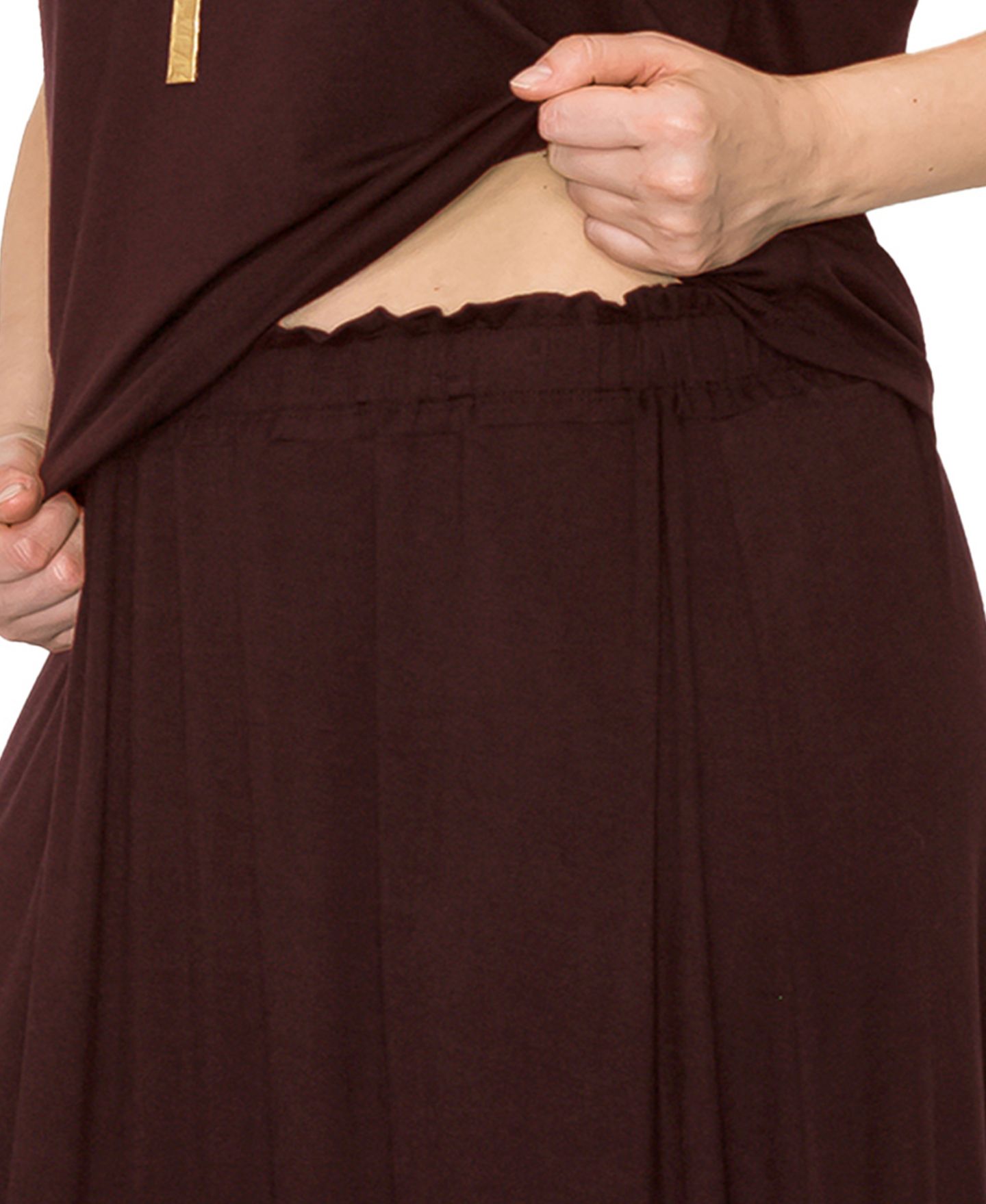 Женские юбки COIN 1804 Plus Size Elastic Waistband Maxi Skirts, цвет: Коричневый — фото 4
