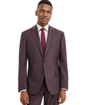 Men's Modern-Fit Bordeaux 100% Wool Suit Separate Jacket