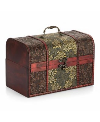 Vintage Wooden Treasure Chest Storage Decorative Box