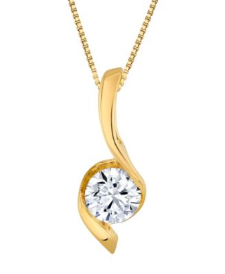Certified Lab Grown Diamond Pendant Necklace (2 ct. t.w.) in 14k White or Yellow Gold