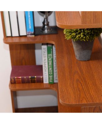 90cm L-Shape 5-Tier Corner Bookshelf with Anti-Tip