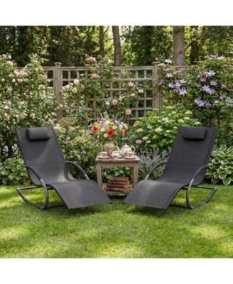 Outdoor Lounge Chair, Adjustable Patio Chaise Lounge with Pillow 2 PCS,All-Weather Steel Frame and Breathable Mesh,Pool Lounge Chairs for Patio