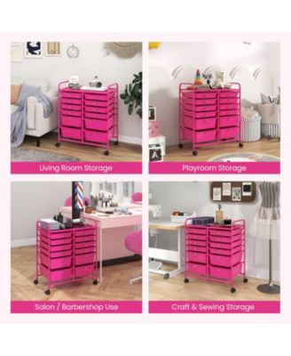 12-Drawer Rolling Storage Cart with Mixed-Size Drawers and Lockable Wheels