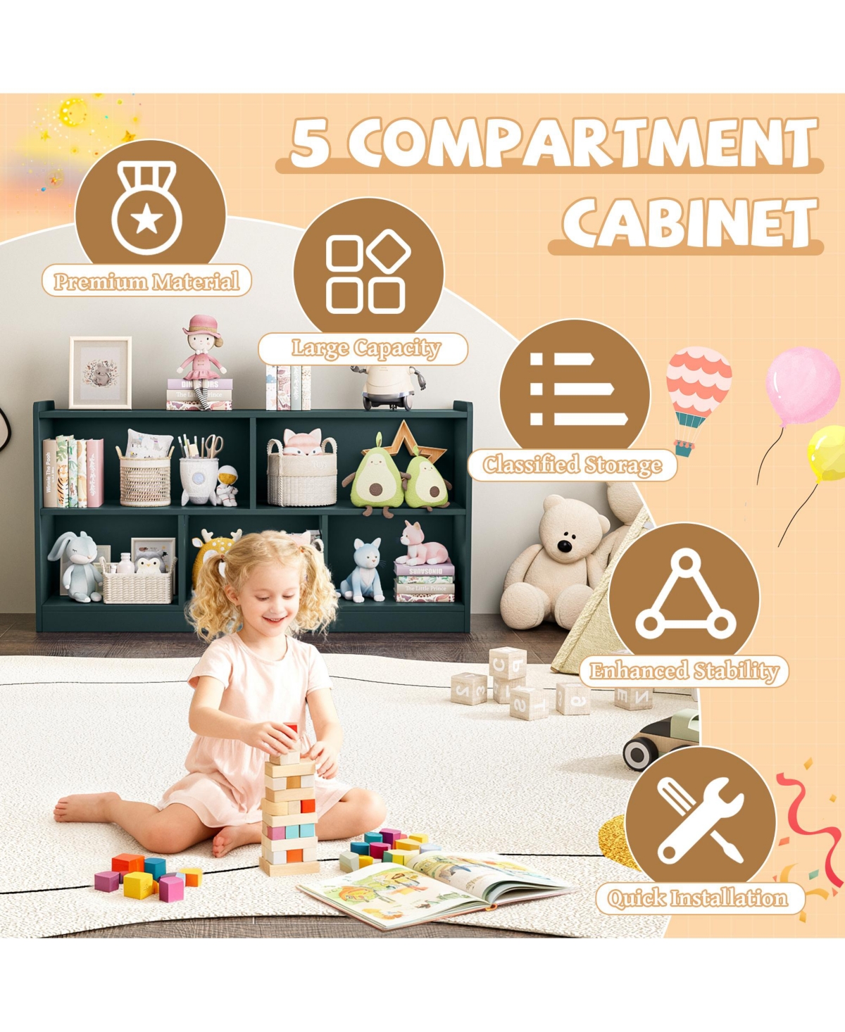 Rainsken 5 Cube Kids Bookcase