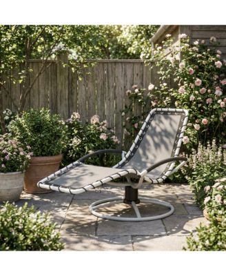 360degree(s) Rotating Patio Chaise Lounge Chair - Heavy-Duty Iron Frame - S-Shaped Design - Quick-Dry Textilene - Ideal for Poolside, Backyard