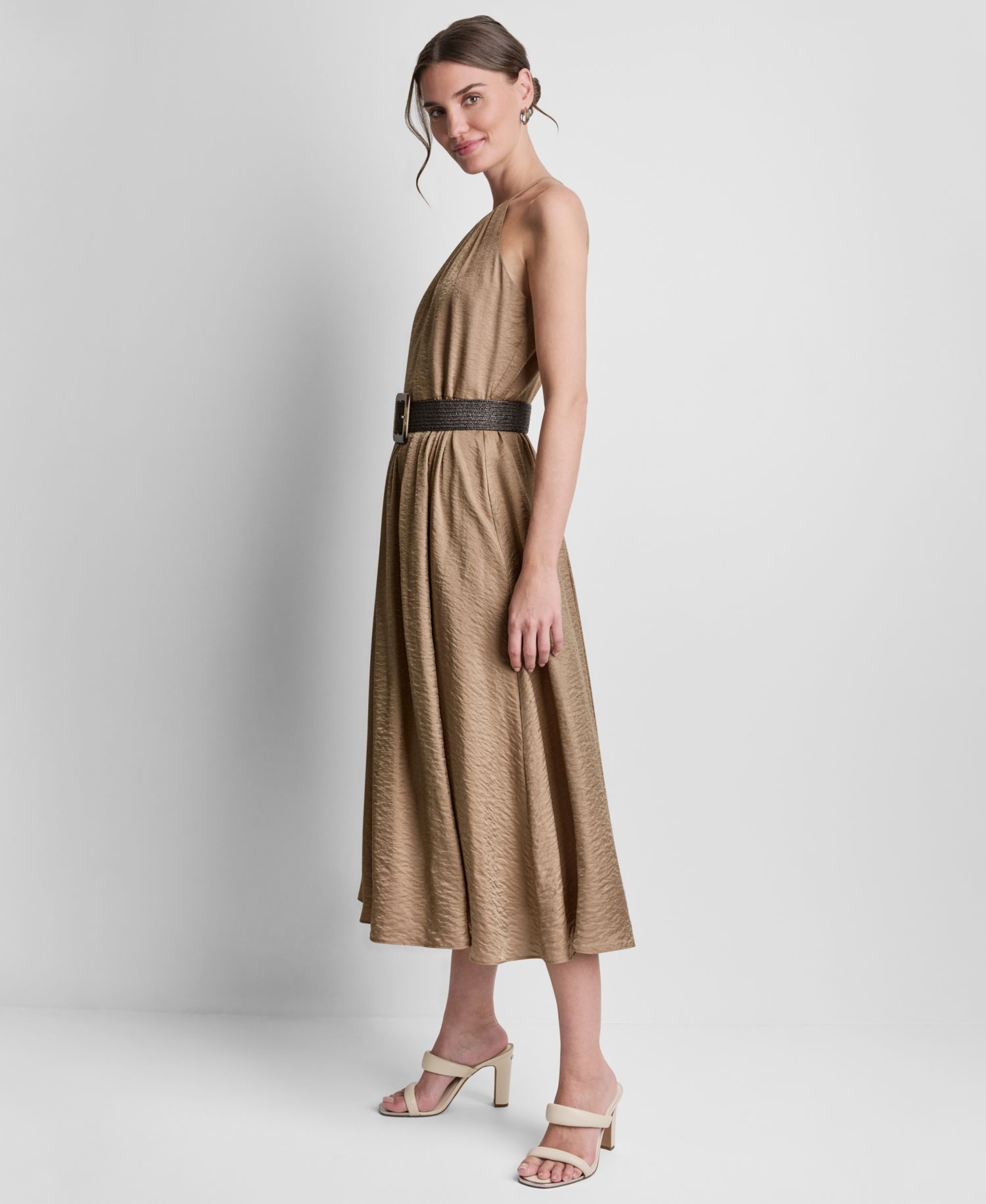 Women's Sleeveless Halter Midi Dress