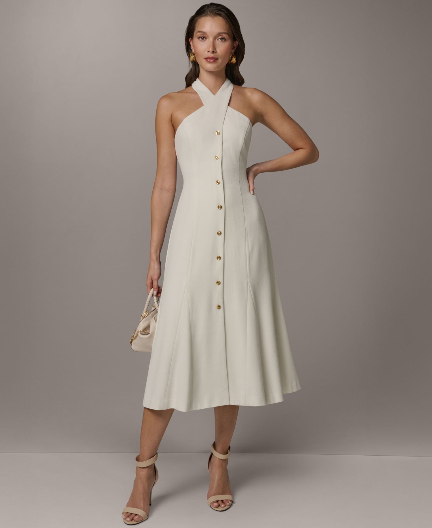Women's Halter A-Line Sleeveless Midi Dress