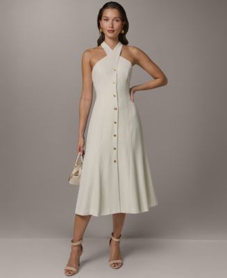 Donna Karan New York Women's Halter A-Line Sleeveless Midi Dress - Macy's