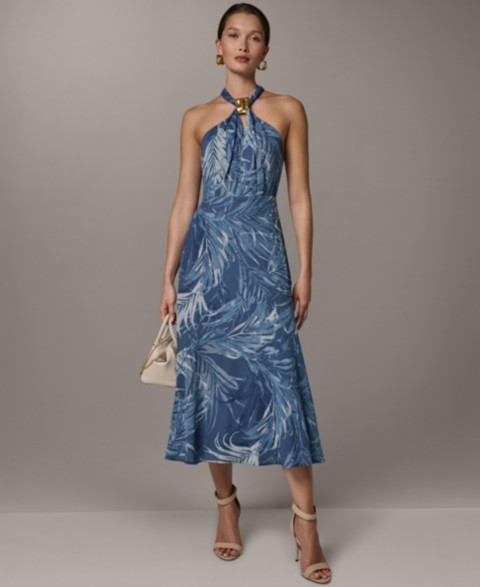 Женские платья Donna Karan New York Women's Halter Chiffon A-Line Sleeveless Midi Dress