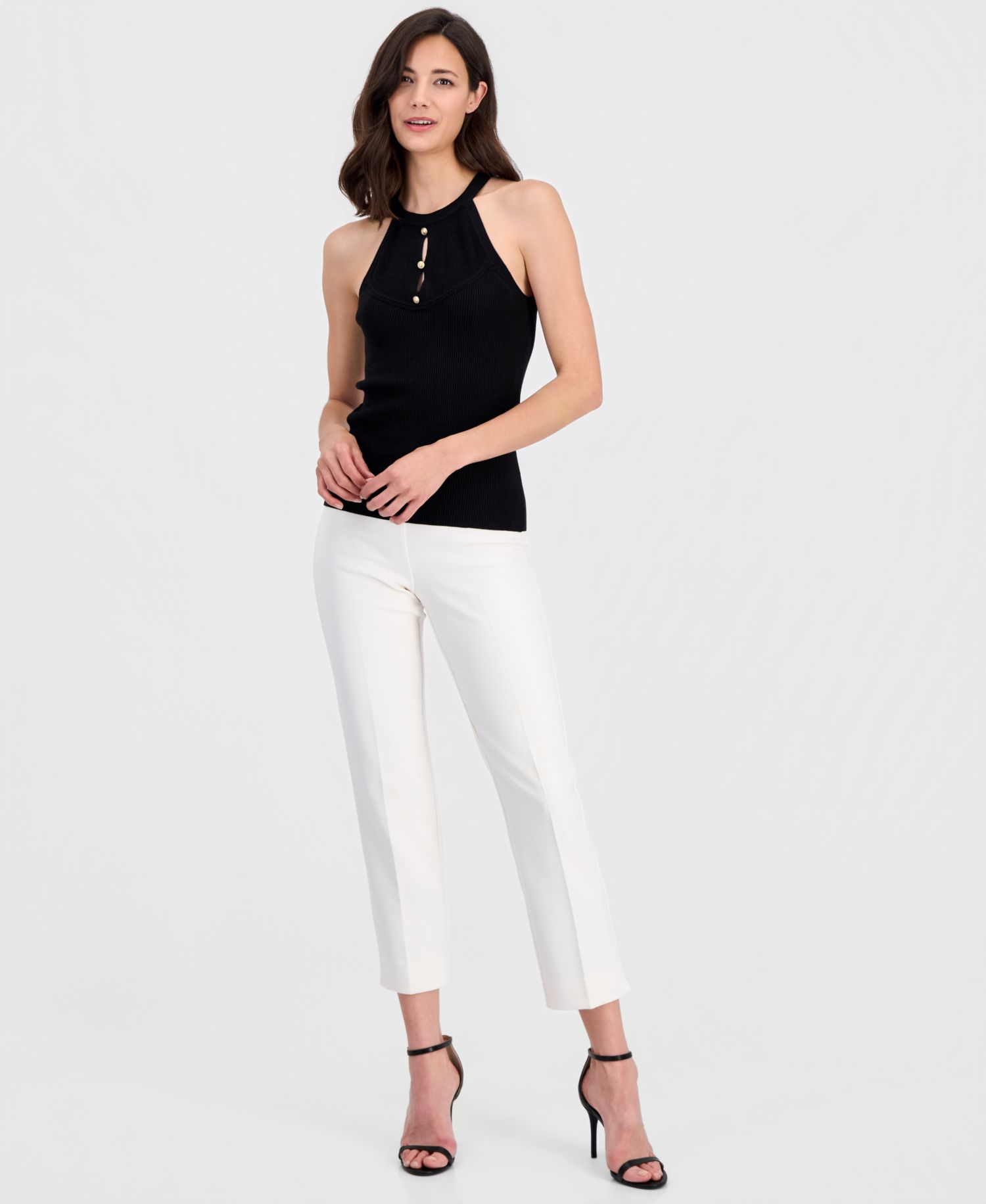 Women's Crewneck Cutout Sleeveless Top