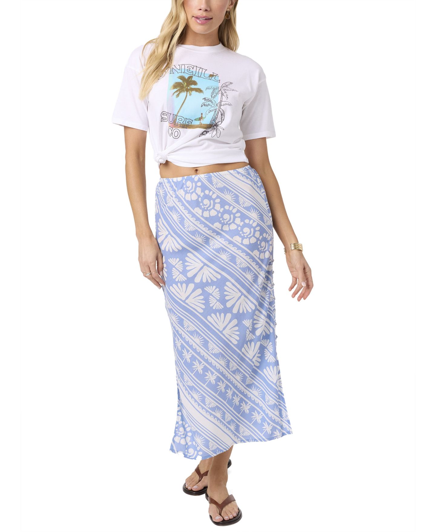 Женская юбка O'Neill Bellamy Abstract Pull-On Midi, цвет: Azurine — фото 2