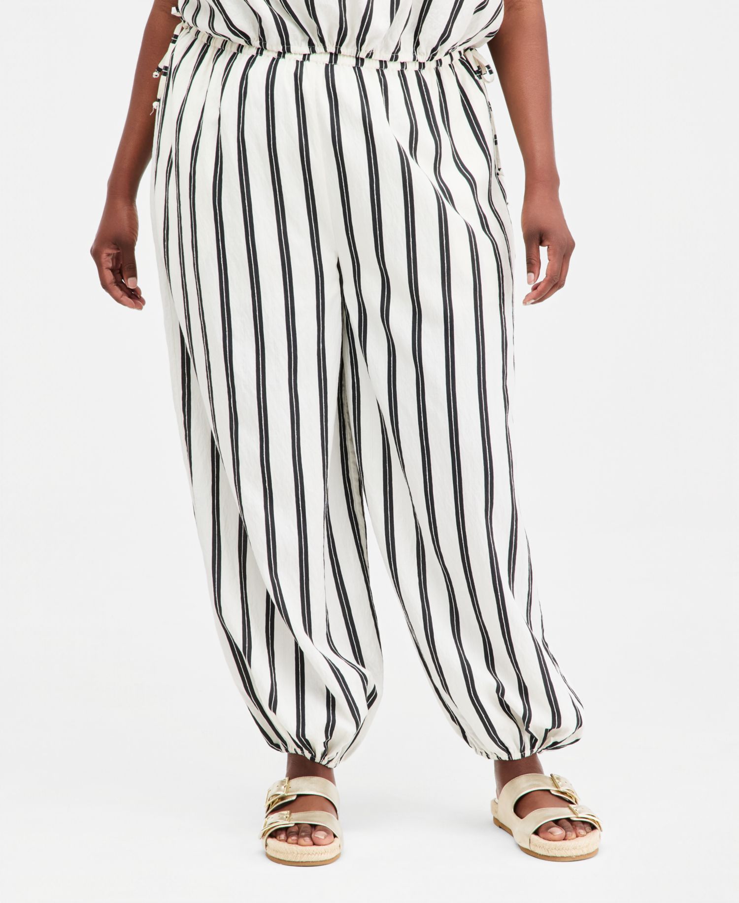 Trendy Plus Size Emma Striped Balloon-Leg Pants