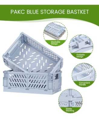 4Pack Plastic Storage Baskets Collapsible Crates Organizing Mini Bins