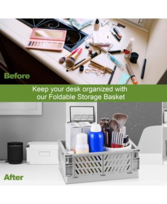 4Pack Plastic Storage Baskets Collapsible Crates Organizing Mini Bins