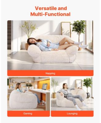 Fluffy Plush Bean Bag Chair with Armrests, High-Density Foam Filling