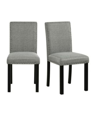Nailhead Trim Dining Chairs Set of 2 with Bent Wood Legs and Padded Seat