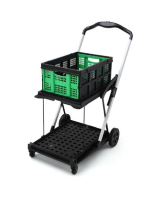 Collapsible Rolling Grocery Cart w/ Removable Basket and 360degree(s) Swivel Wheels, Lightweight Folding Utility Cart for Shopping and Office
