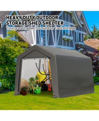 Portable Outdoor Storage Shed with Galvanized Steel Frame, Waterproof UV-Resistant PE Fabric and Roll-Up Door, Backyard Garden Tool Shelter