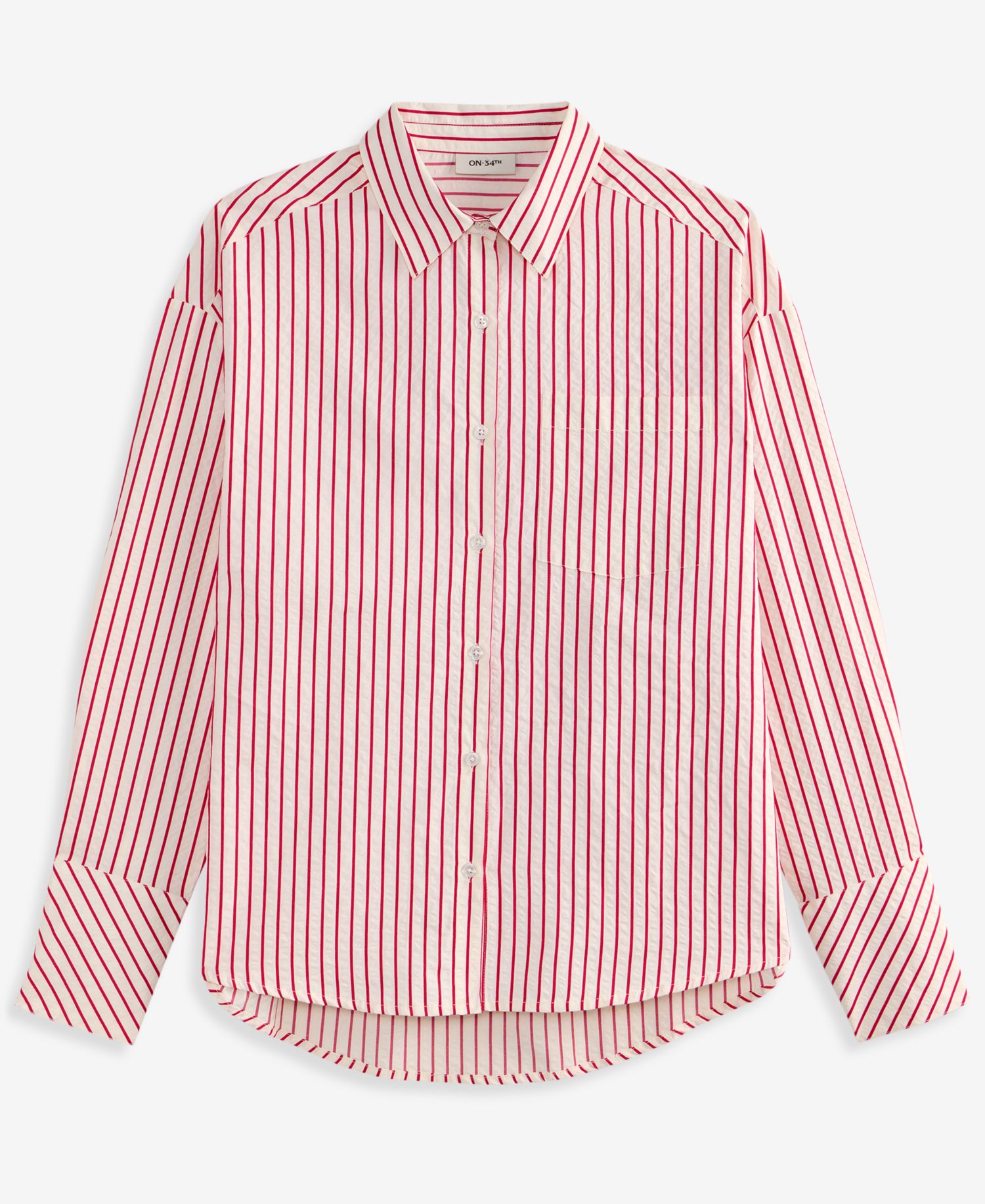 Women's Textured Seersucker Striped Button-Front Shirt
