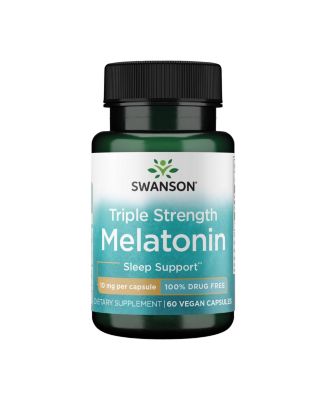 Triple Strength Melatonin  Natural Sleep Support for Disrupted Sleep Cycles  (60 Capsules, 10mg Each)