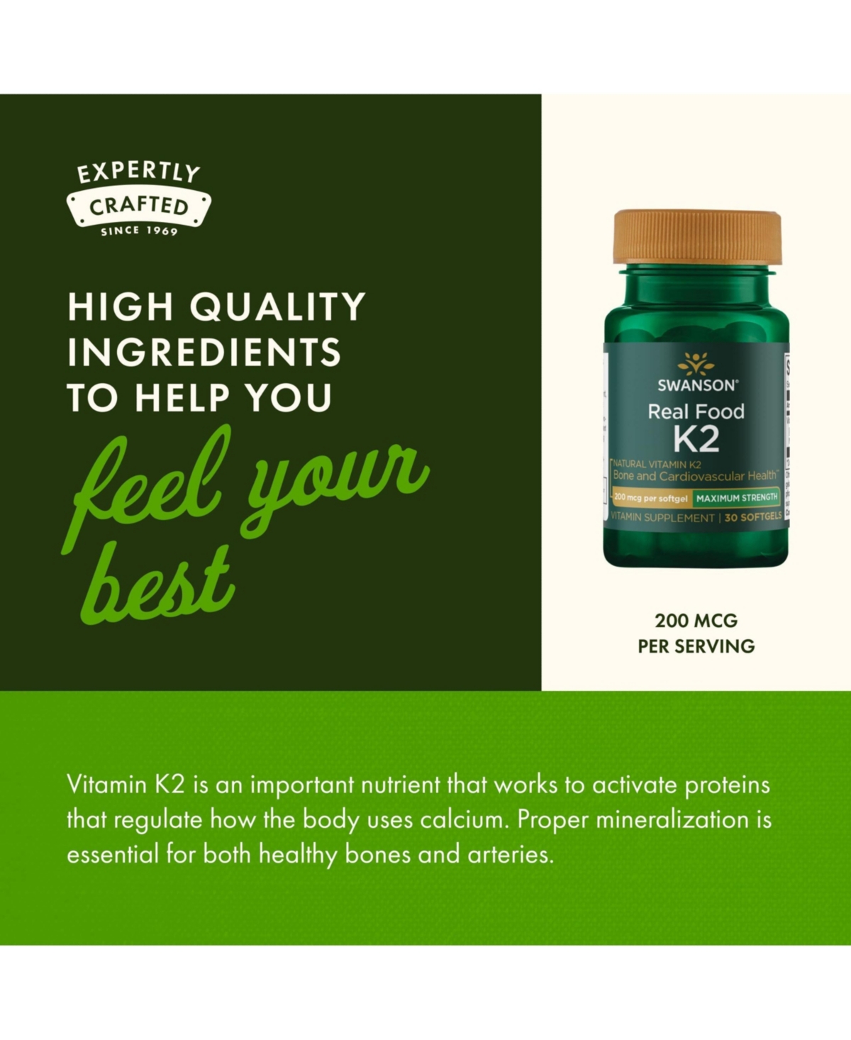 Swanson Maximum Strength Vitamin K2 (Menaquinone-7) 200 mcg