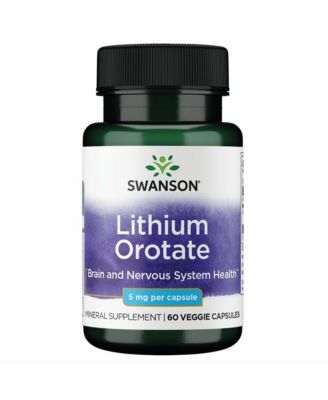 Lithium Orotate Antioxidant Mood and Emotional Wellness, Behavior and Memory Support, 5 mg Elemental Lithium, 60 Veggie Capsules
