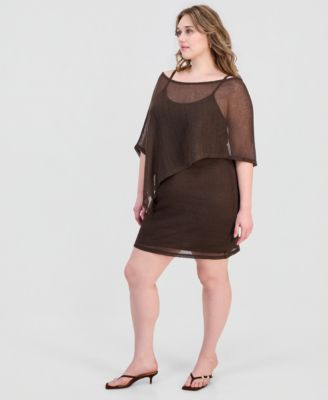 two piece bodycon dress plus size Wholesale Plus Size Sequin Overlay Bodycon Dress, Elegant Cocktail Evening  Dress, Flattering 2 Piece Formal Outfit for Plus Women - 2026 Plus Size  Dress, Sequin Cape Dress price