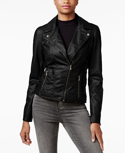 Celebrity Pink Faux-Leather Moto Jacket
