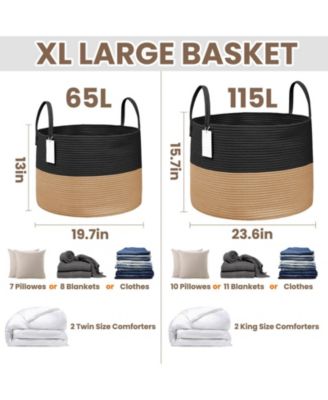 Cotton Rope Blanket Basket Laundry Hamper Storage Bin Gift Basket
